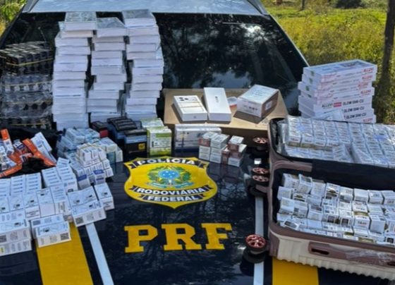 PRF apreendeu mais de 1,6 mil medicamentos emagrecedores em Coxim - Foto: PRF