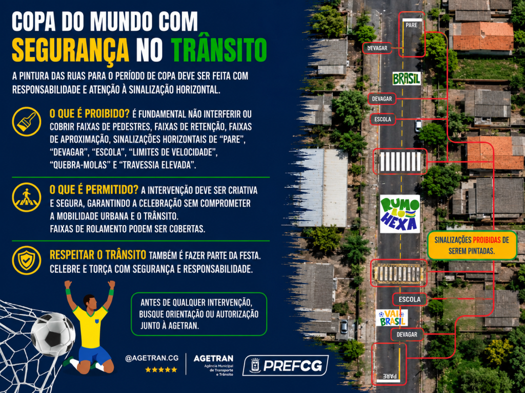 Agetran orienta moradores sobre pinturas nas ruas durante a Copa - Foto: CG Notícias
