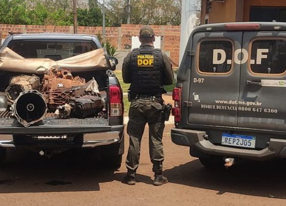 Peças de veículos com origem suspeita foram apreendidas em Maracaju - Foto: Divulgação/DOF