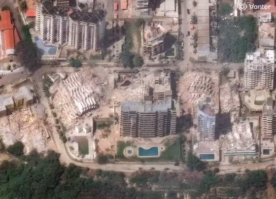 Prédios desabaram na Venezuela após terremotos de magnitudes 7,2 e 7,5 - Foto: Satellite image ©2026 Vantor