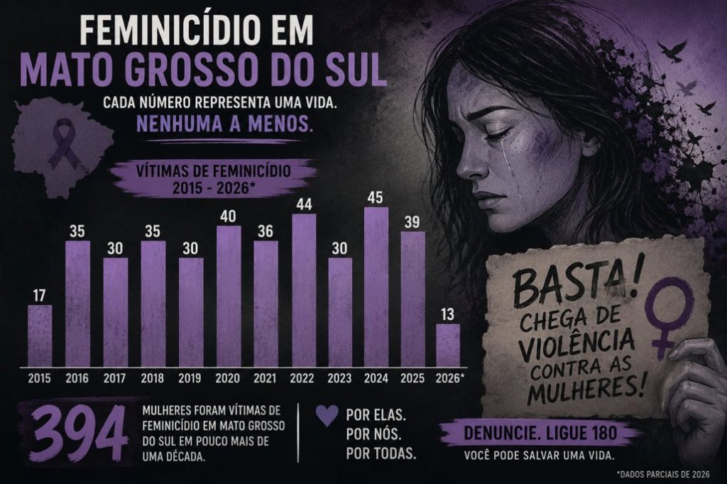 Panorama dos casos de feminicidio registrados em Mato Grosso do Suo desde 2015