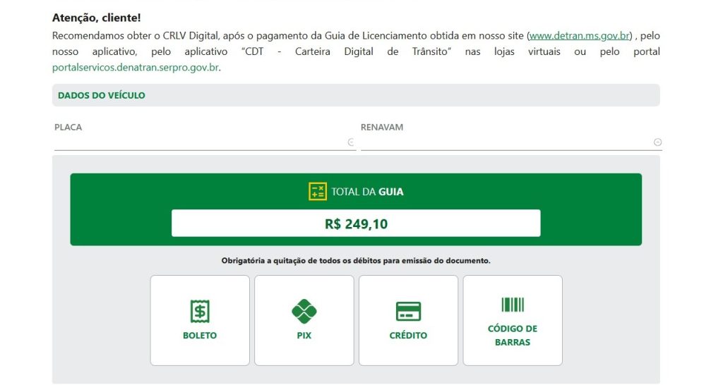 Débitos de veículos agora podem ser parcelados diretamente no Portal Meu Detran - Foto: Mireli Obando
