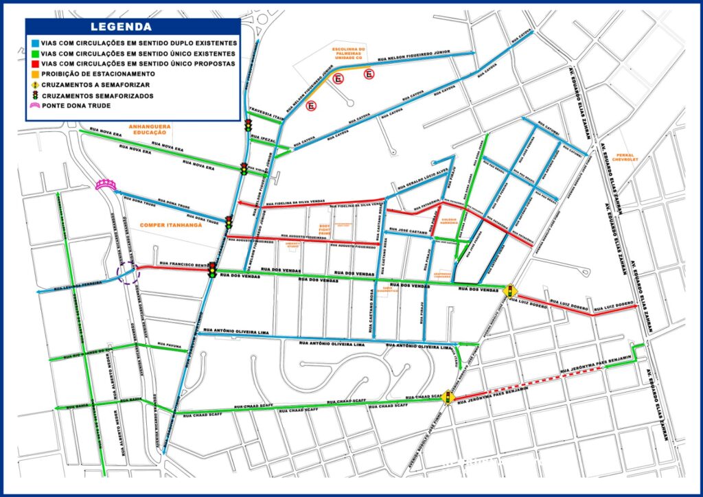 Mapa com o reordenamento proposto para o bairro Jardim Bela Vista