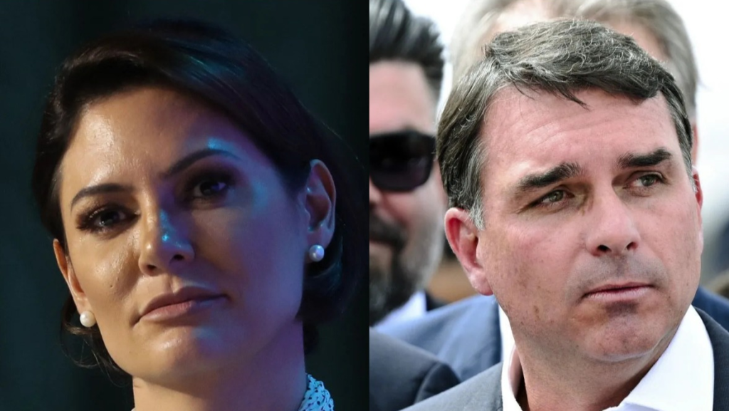 Michelle e Flávio Bolsonaro disputam espaço político no entorno do ex-presidente - Foto: Reprodução