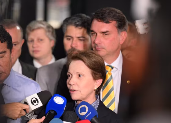 Tereza Cristina confirmou que discutiu uma possível candidatura a vice com Flávio Bolsonaro - Foto: Edilson Rodrigues/Agência Senado