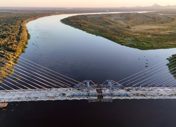 Ponte da Rota Bioceânica sobre o Rio Paraguai. Foto: Willian Cardozo/Itaipu Binacional/Divulgação