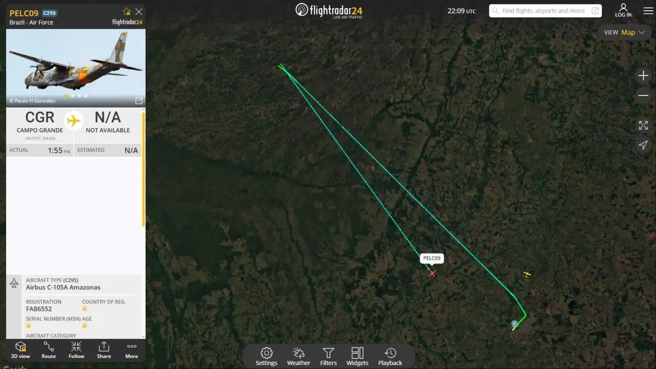 FAB faz buscas após alerta de emergência de aeronave no Pantanal