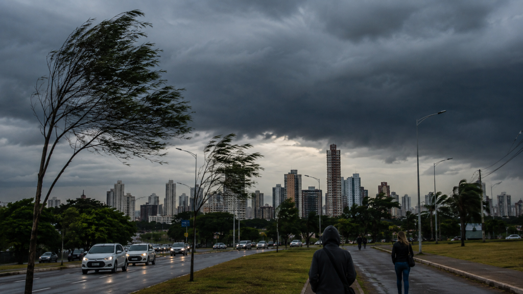 Ponta Porã amanheceu com neblina e 17°C nesta quarta-feira antes da queda mais intensa das temperaturas - Foto: Gerada por IA