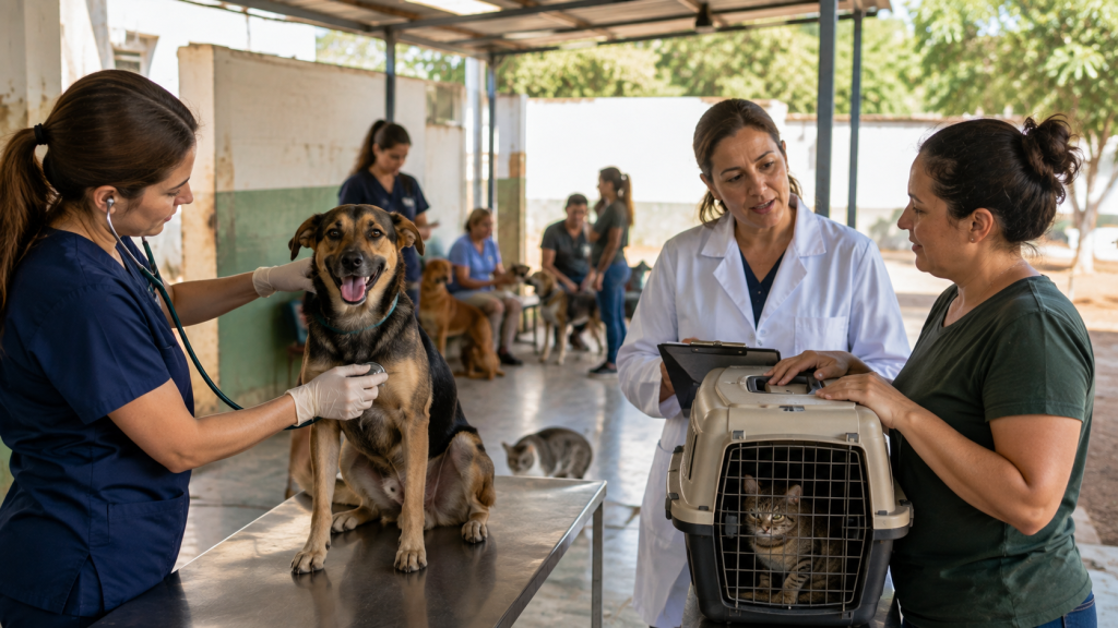 Projeto em análise na ALEMS cria campanha voltada à saúde de animais domésticos e de rua - Foto: Gerada por IA