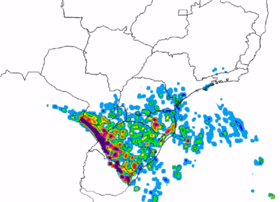 Sistema pode provocar tempestades, granizo e ventos fortes no centro-sul de Mato Grosso do Sul - Foto: Divulgação/Inmet