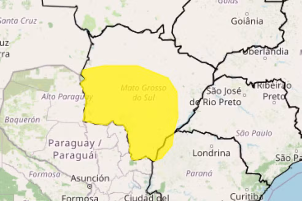 Vendaval coloca 63 cidades de MS em alerta para ventos de até 60 km/h