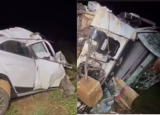 Duas pessoas morreram em acidente entre carro e carreta no km 333 da BR-267 - Foto: Maikon Jr.