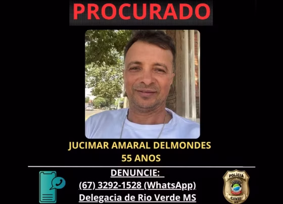 Polícia Civil procura Jucimar Amaral Delmondes, suspeito de feminicídio em Rio Verde de Mato Grosso - Foto: Polícia Civil de MS