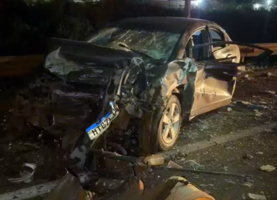 Homem de 34 anos morreu após carro ser atingido lateralmente na BR-163 em Dourados - Foto: Sidney Bronka