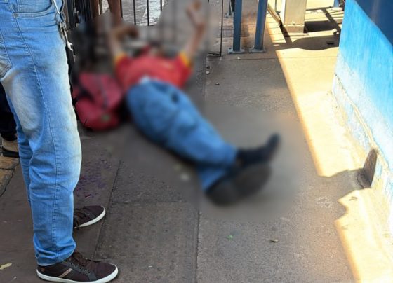 Pedestre ficou ferido após bater a cabeça contra ônibus na Avenida Afonso Pena - Foto: Divulgação