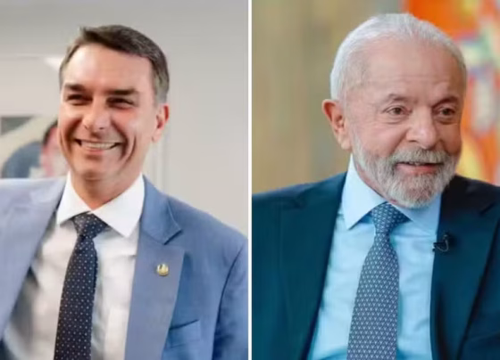 Pesquisa Quaest mostra Lula com 44% e Flávio Bolsonaro com 39% em eventual segundo turno - Foto: Arte g1