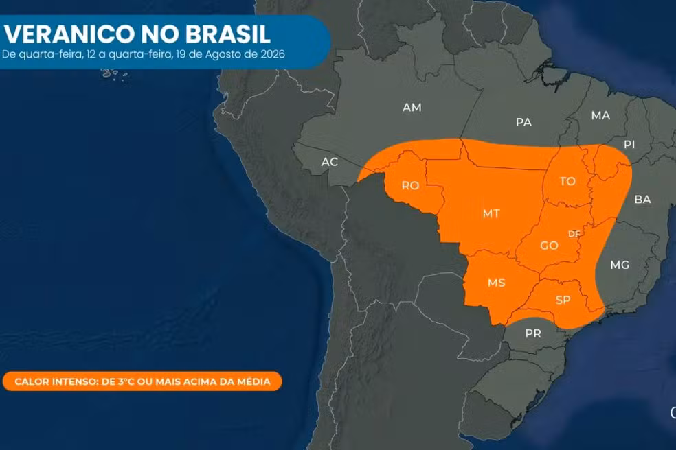 Climatempo prevê veranico para MS e outros estados — Foto: Reprodução/Climatempo