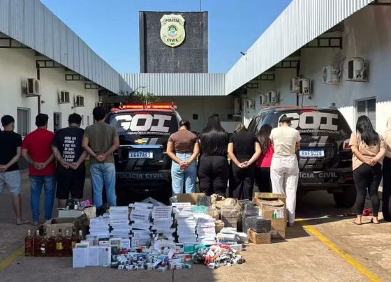 Polícia Civil apreendeu canetas emagrecedoras e outras mercadorias em imóvel no Aero Rancho - Foto: PCMS