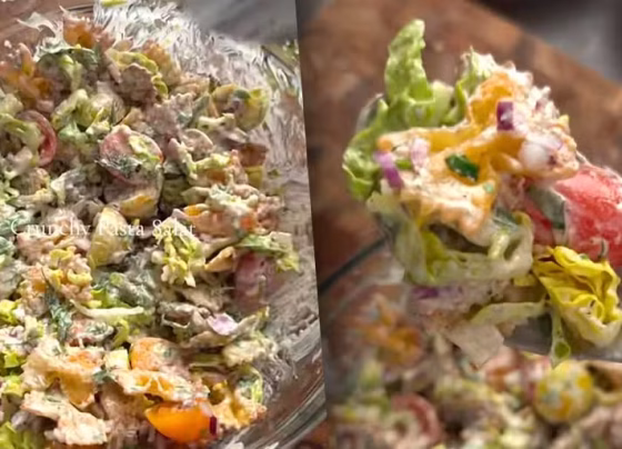 Salada de macarrão crocante ganhou milhões de visualizações nas redes sociais - Foto: Reprodução/TikTok Table My Max