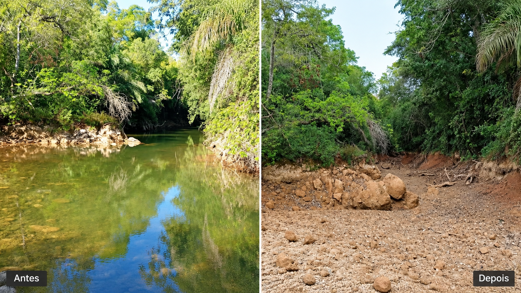 Rio da Prata seca em quatro dias e ameaça peixes em Jardim