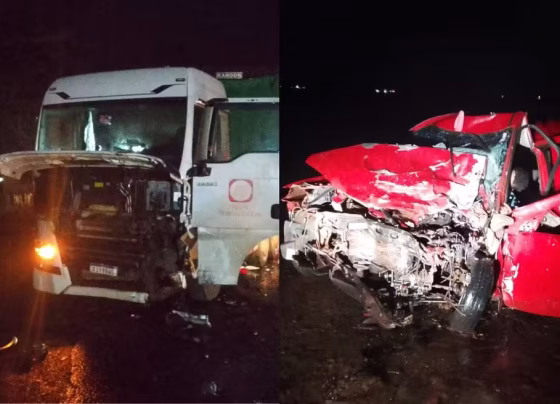 Fiat Palio ficou completamente destruído após colisão com carreta na BR-158 - Foto: Divulgação/CBMMS