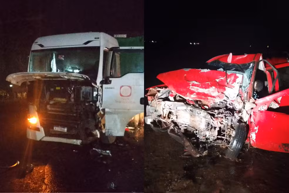 Três homens morrem em acidente entre carro e carreta na BR-158