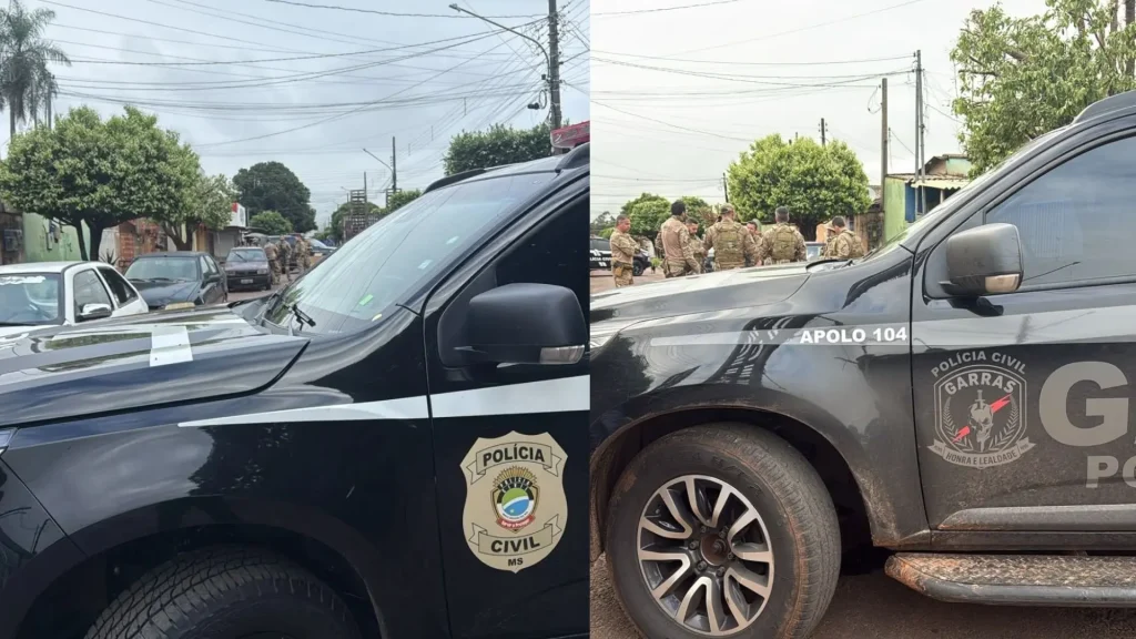 Policiais participam da Operação Descarrilho contra suspeitos de integrar o Comando Vermelho em MS - Foto: Reprodução/Polícia Civil