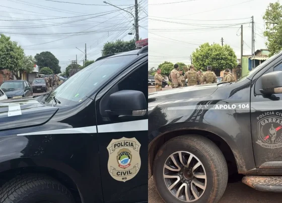 Policiais participam da Operação Descarrilho contra suspeitos de integrar o Comando Vermelho em MS - Foto: Reprodução/Polícia Civil