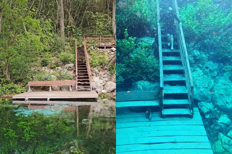 Chuva muda paisagem do Fervedouro Rio Azul e cobre estruturas em MS